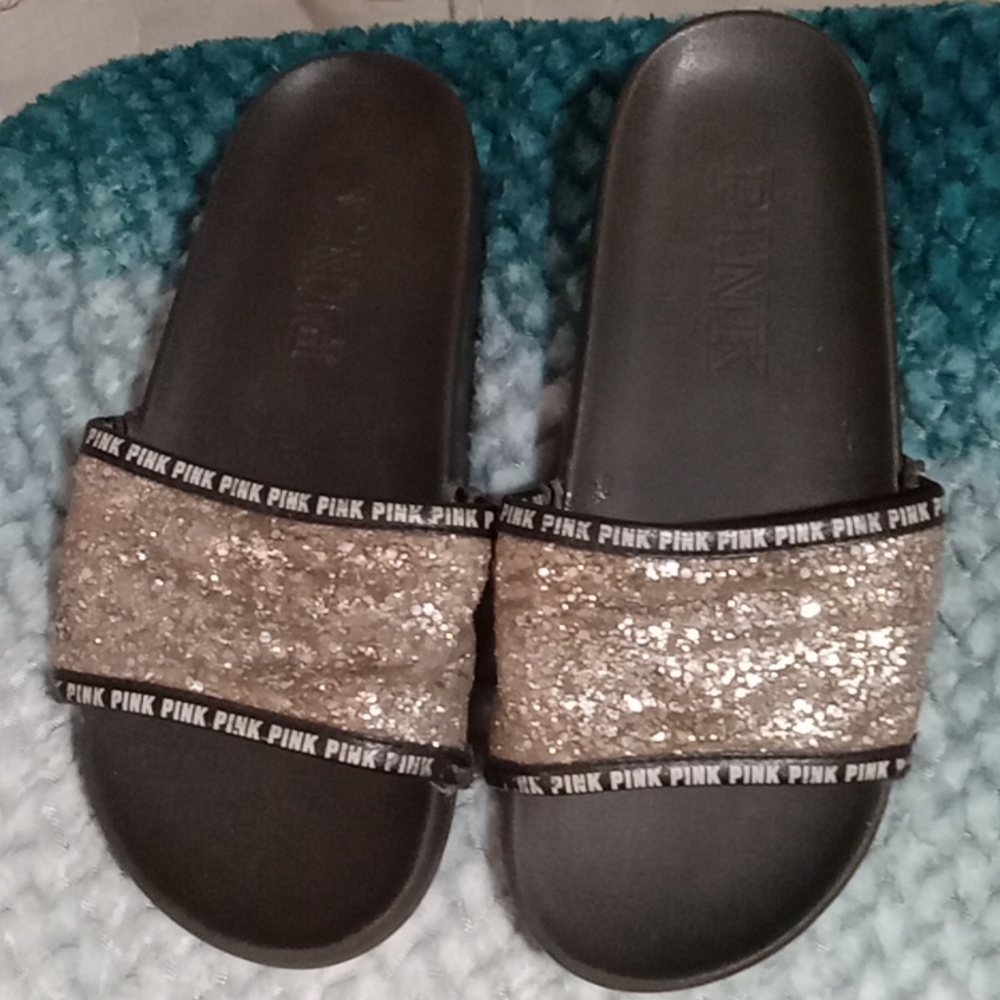 VS PINK Glitter Slides